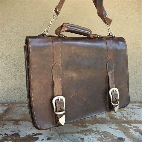 vintage brown leather messenger bag